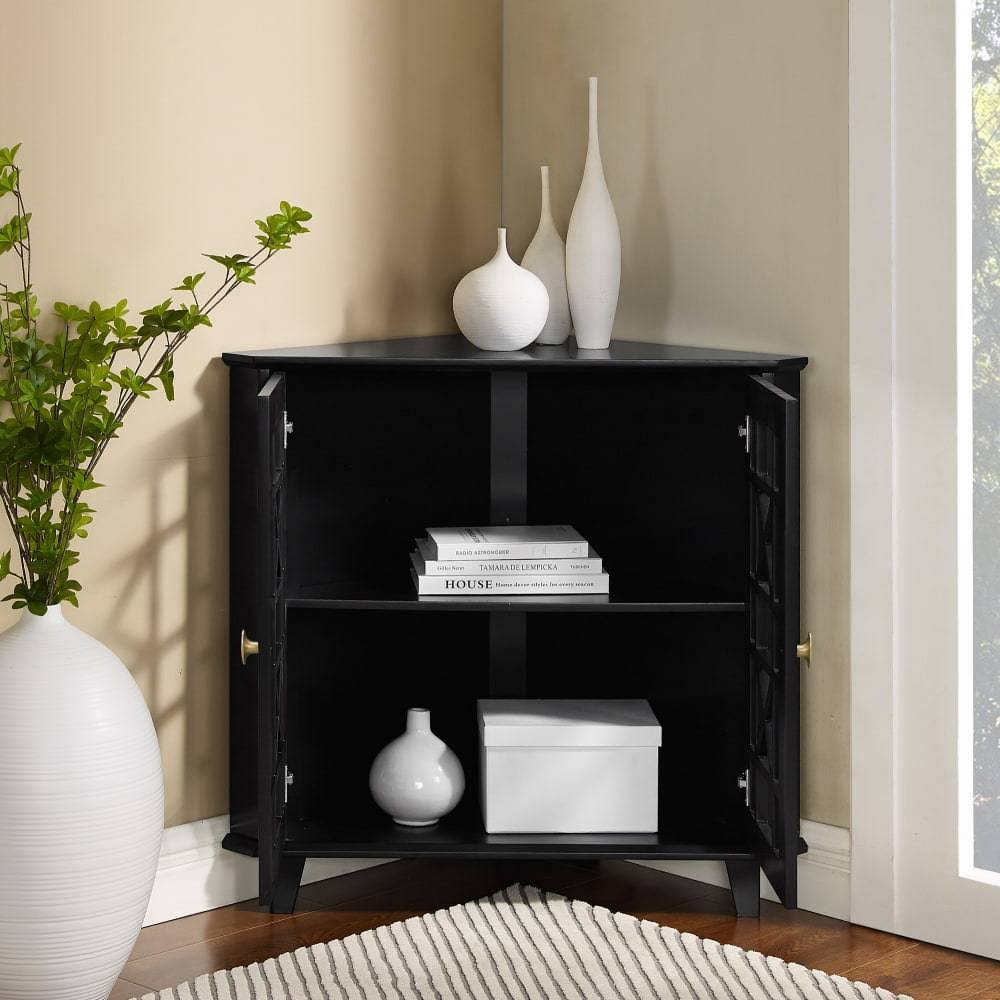 Black Corner Accent Cabinet Y508
