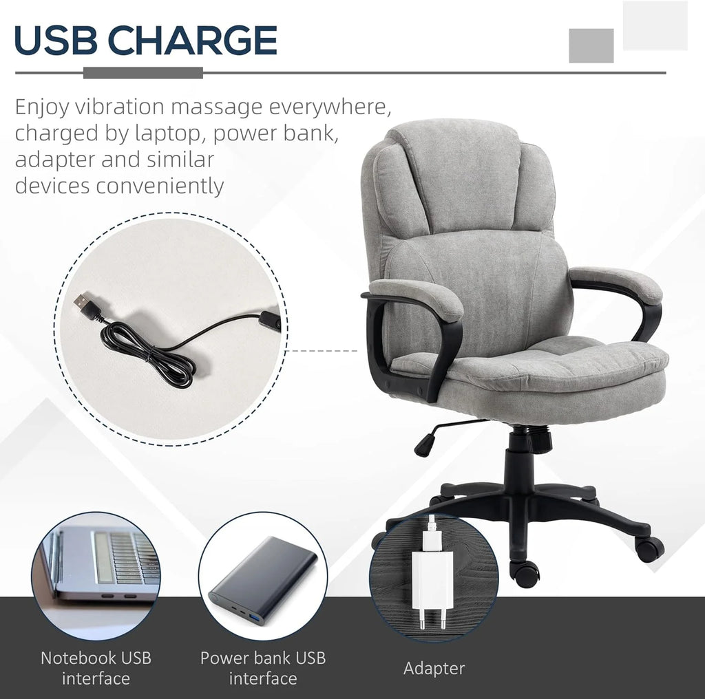 Gray Massage Office Chair with USB Power T944863