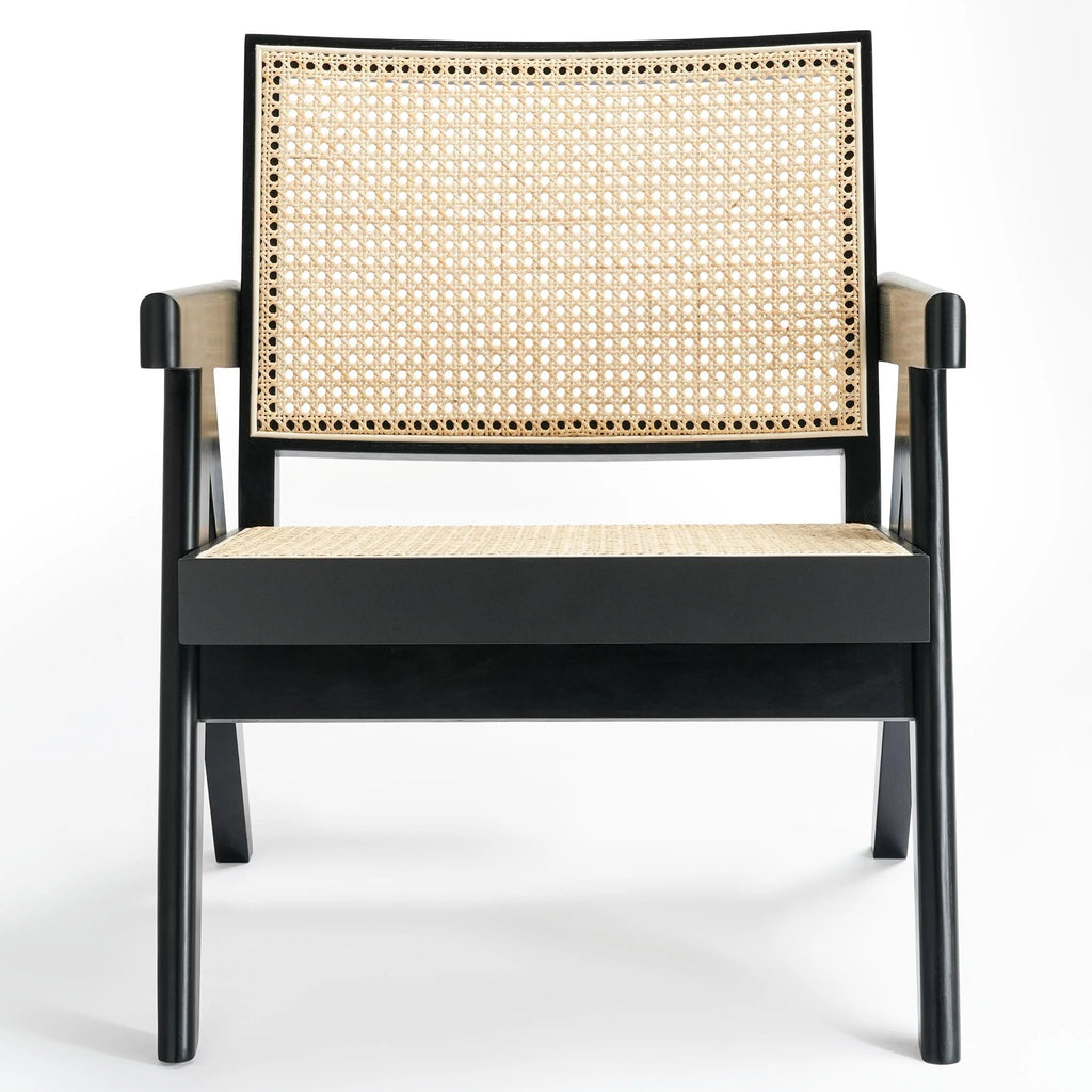 Black Solid Wood Rattan Accent Chair O674
