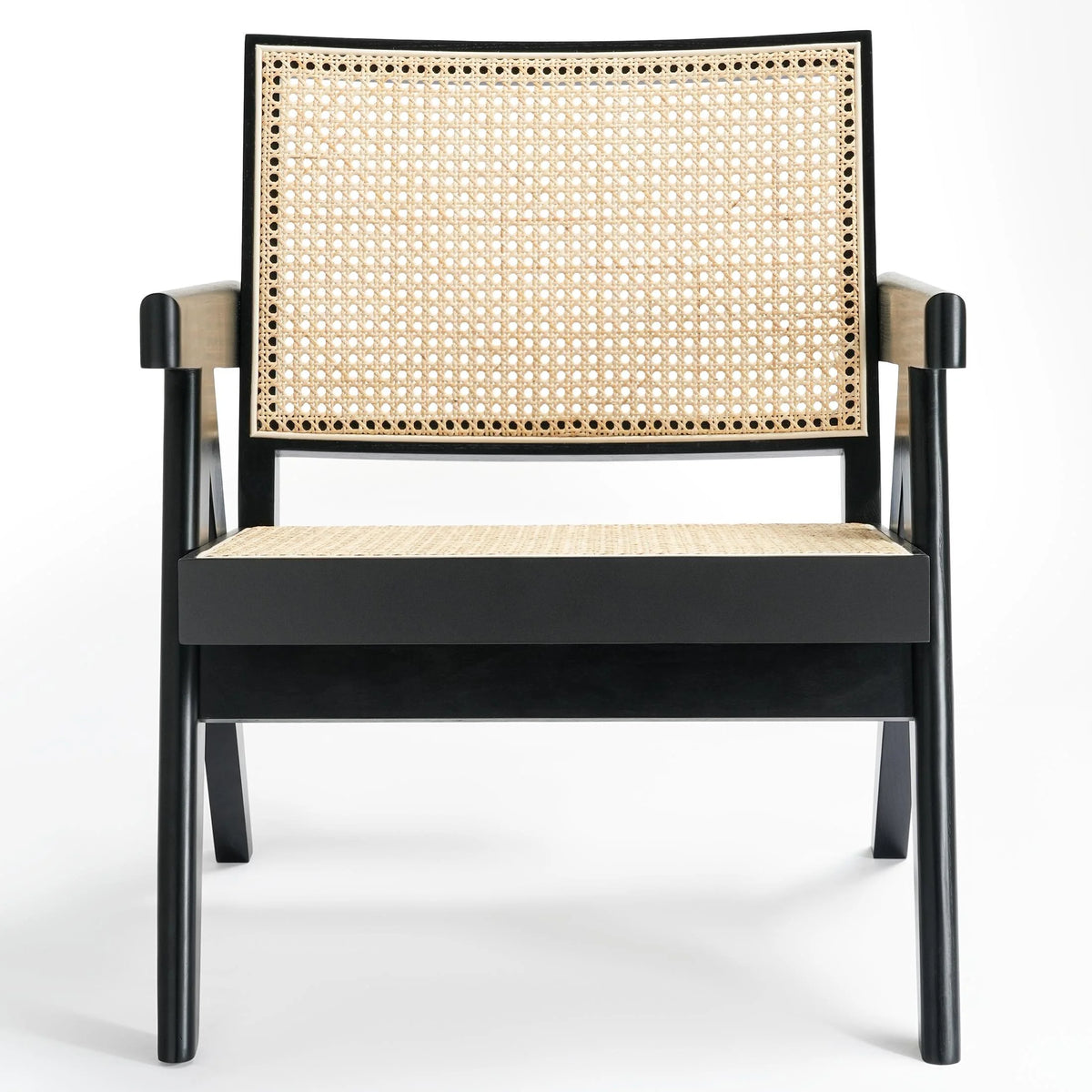 Black Solid Wood Rattan Accent Chair O674