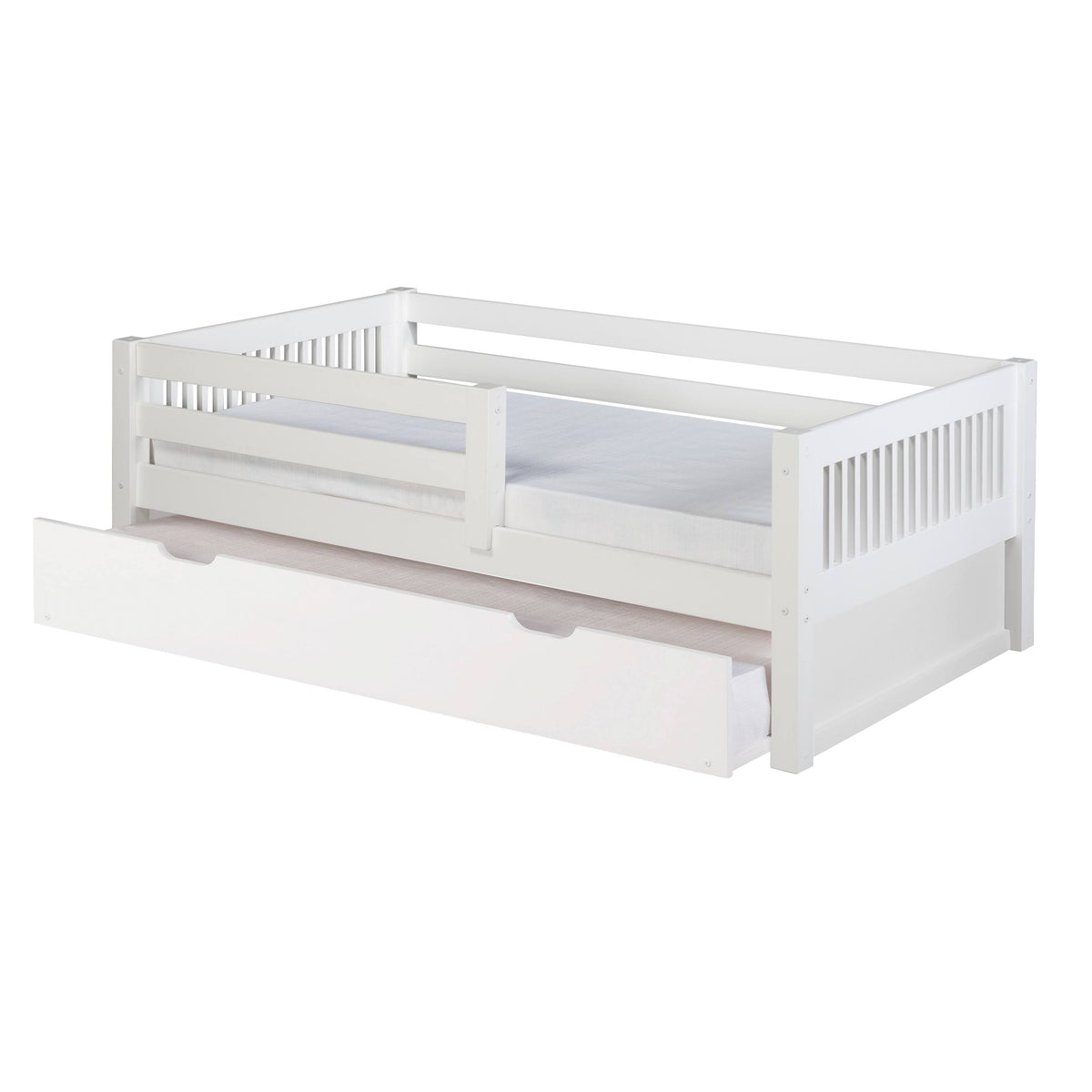 White Finish Day Bed with Front Guard Rail and Twin Trundle G27268