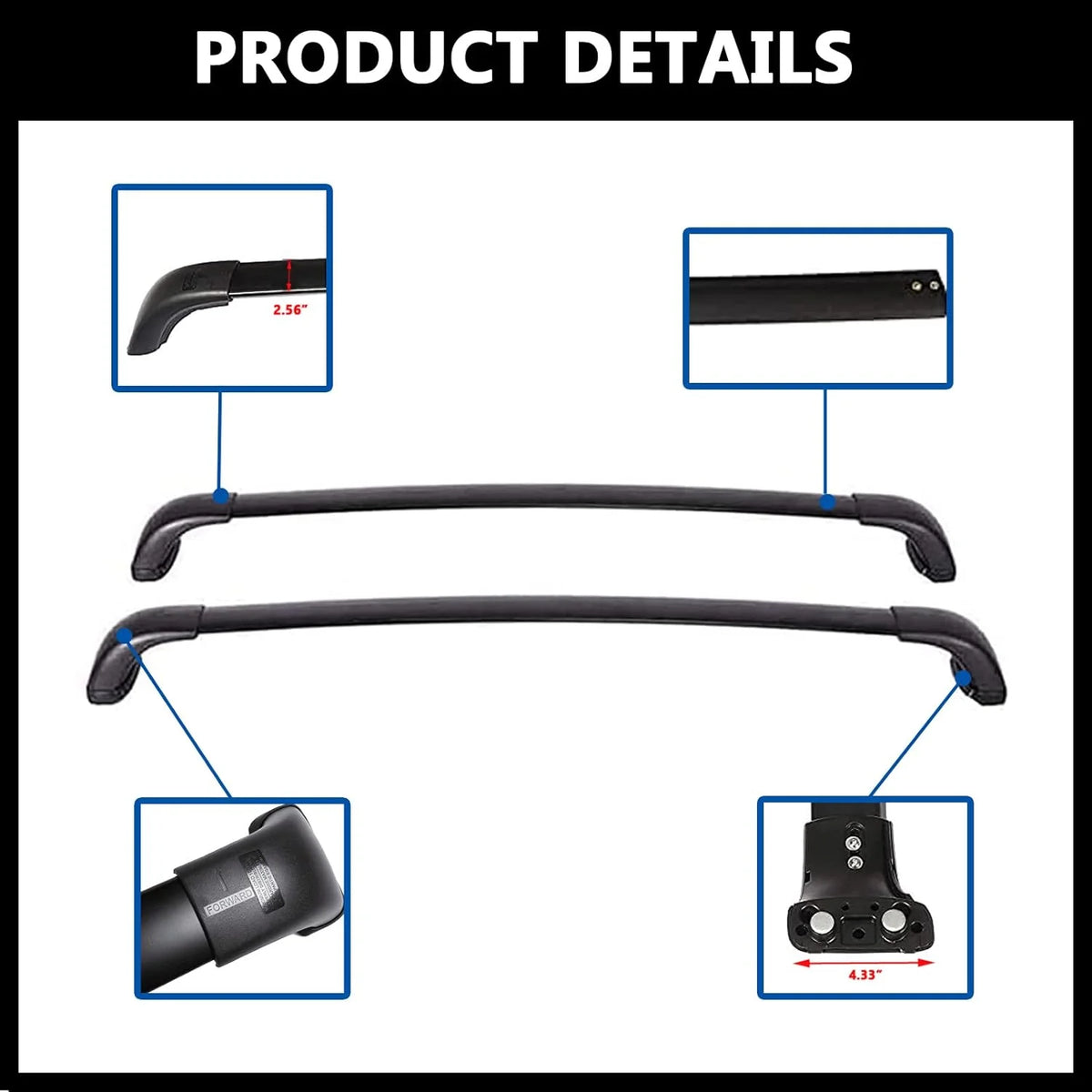 Black Aluminum Roof Rack Crossbars X491621