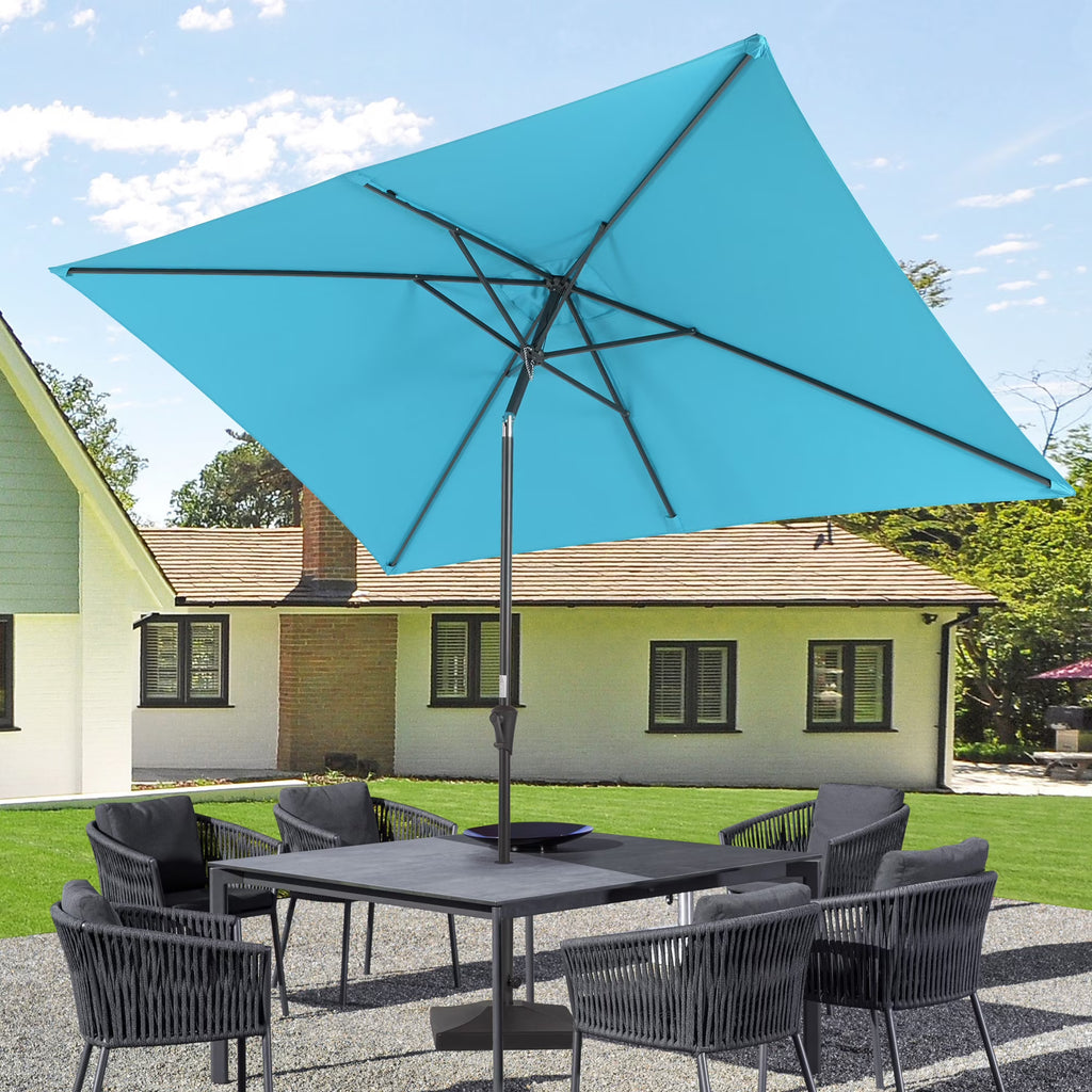 Aqua Blue Patio Market Umbrella with Tilt Button N87323