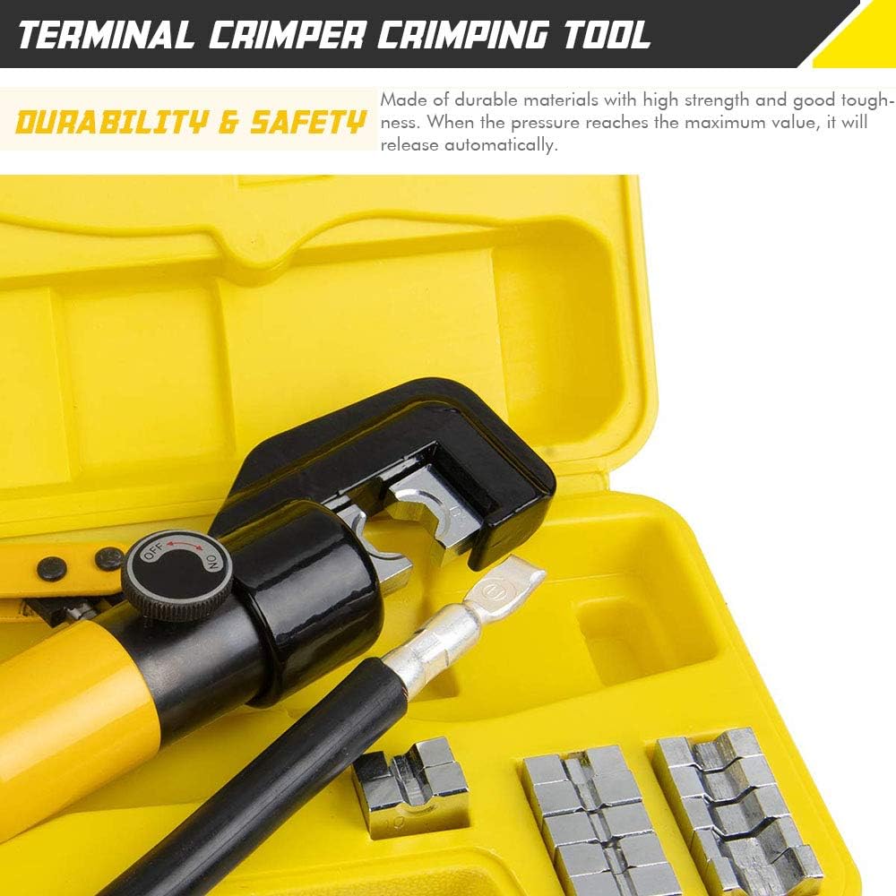 10 Ton Hydraulic Hand Crimper Tool Set with 9 Pairs of Dies C64000