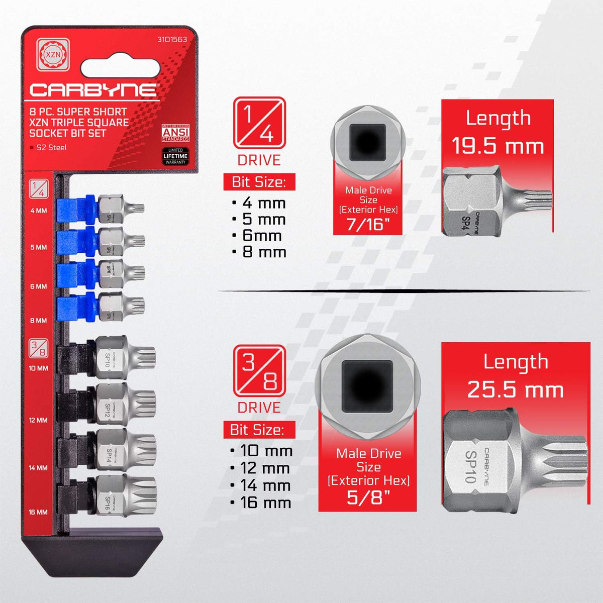 8 Piece 4mm to 16mm S2 Steel Socket Bit Set L890