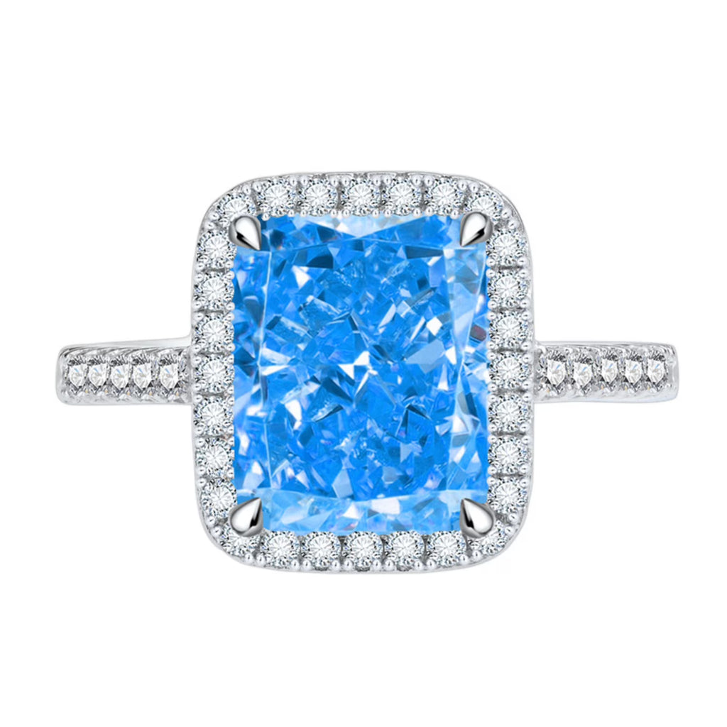 Radiant Cut 8*10mm Zircon Engagement Rings S925 Sterling Silver G63763