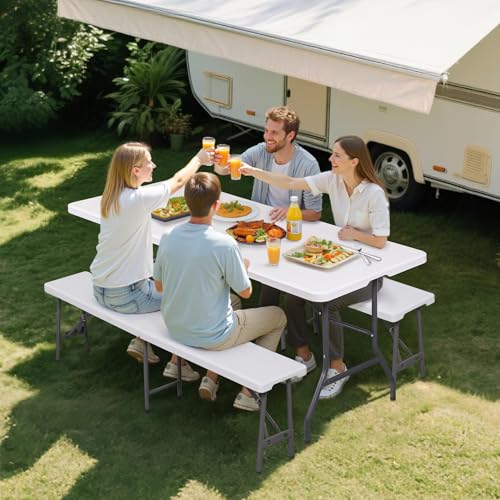 White 6ft Plastic Folding Bench H4454