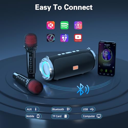 Portable Bluetooth Karaoke Machine with 2 Wireless Microphones A502774