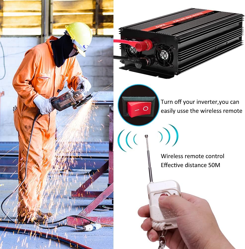 1000 Watt Pure Sine Wave Inverter 12v DC to 110/120v AC I423