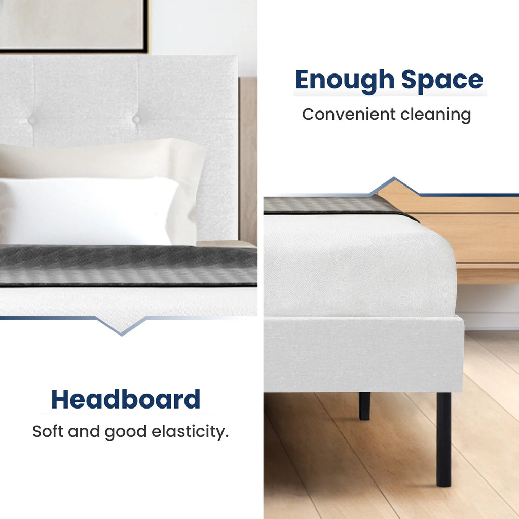 Queen Upholstered Platform Bed Frame with Headboard C7323