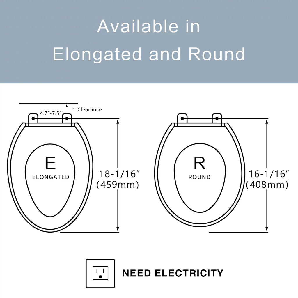 Elongated Smart Bidet Toilet Seat with Warm Air Dryer D721