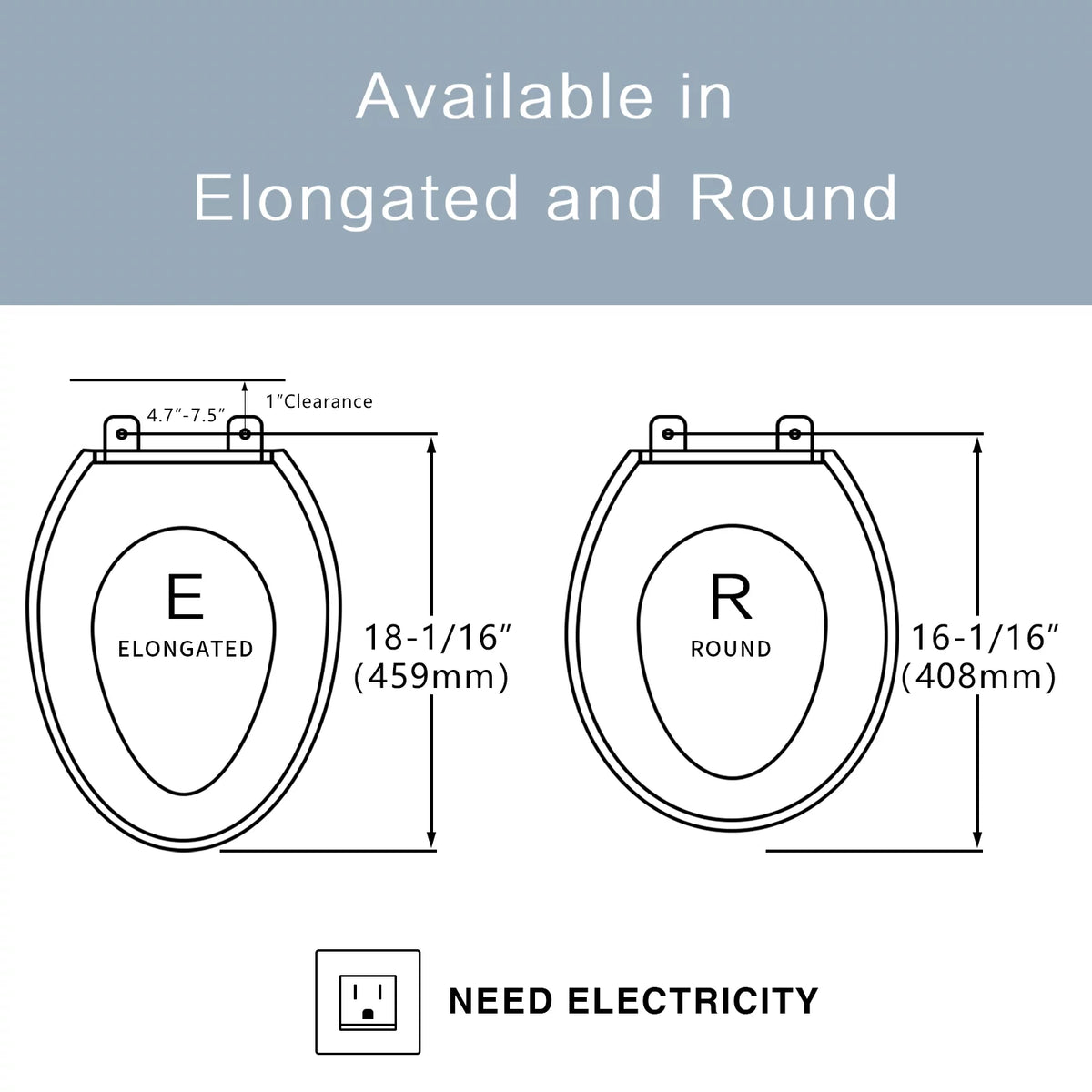 Elongated Smart Bidet Toilet Seat with Warm Air Dryer D721