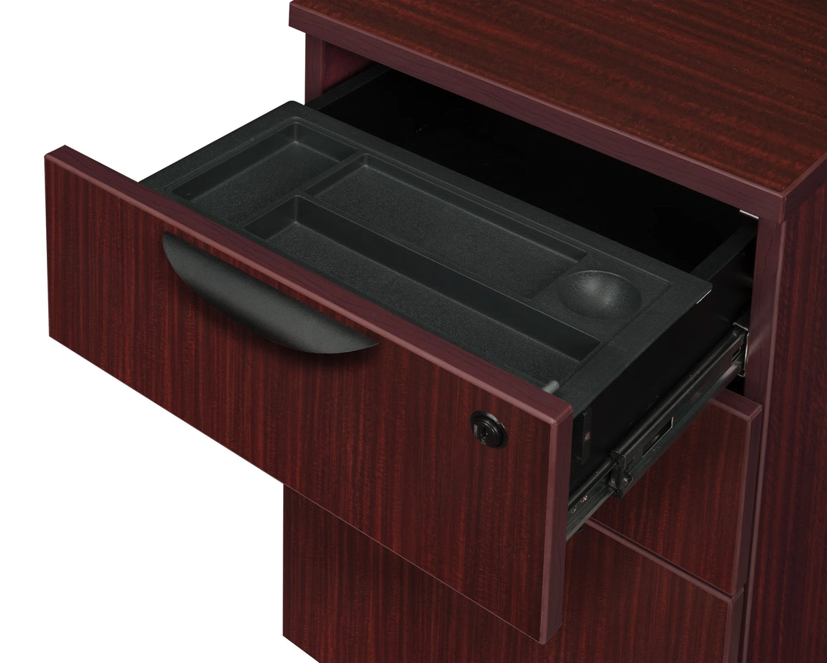 71 in.Hi-Low L Desk with Single Mobile Pedestal- Mahogany K807