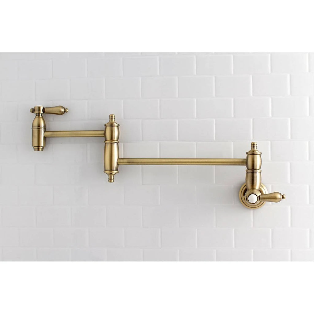 Polished Brass Wall Mount Pot Filler Kitchen Faucet D495820