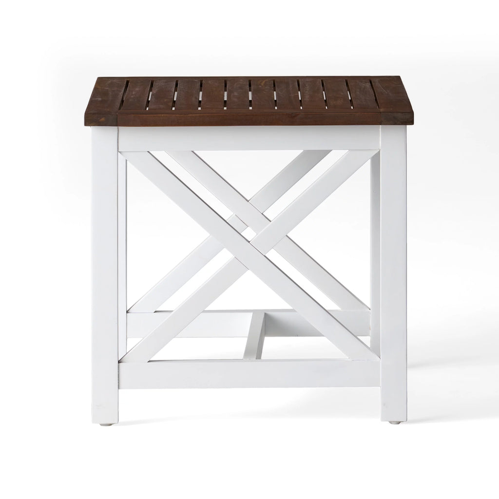 White Dark Oak Acacia Wood End Table X377