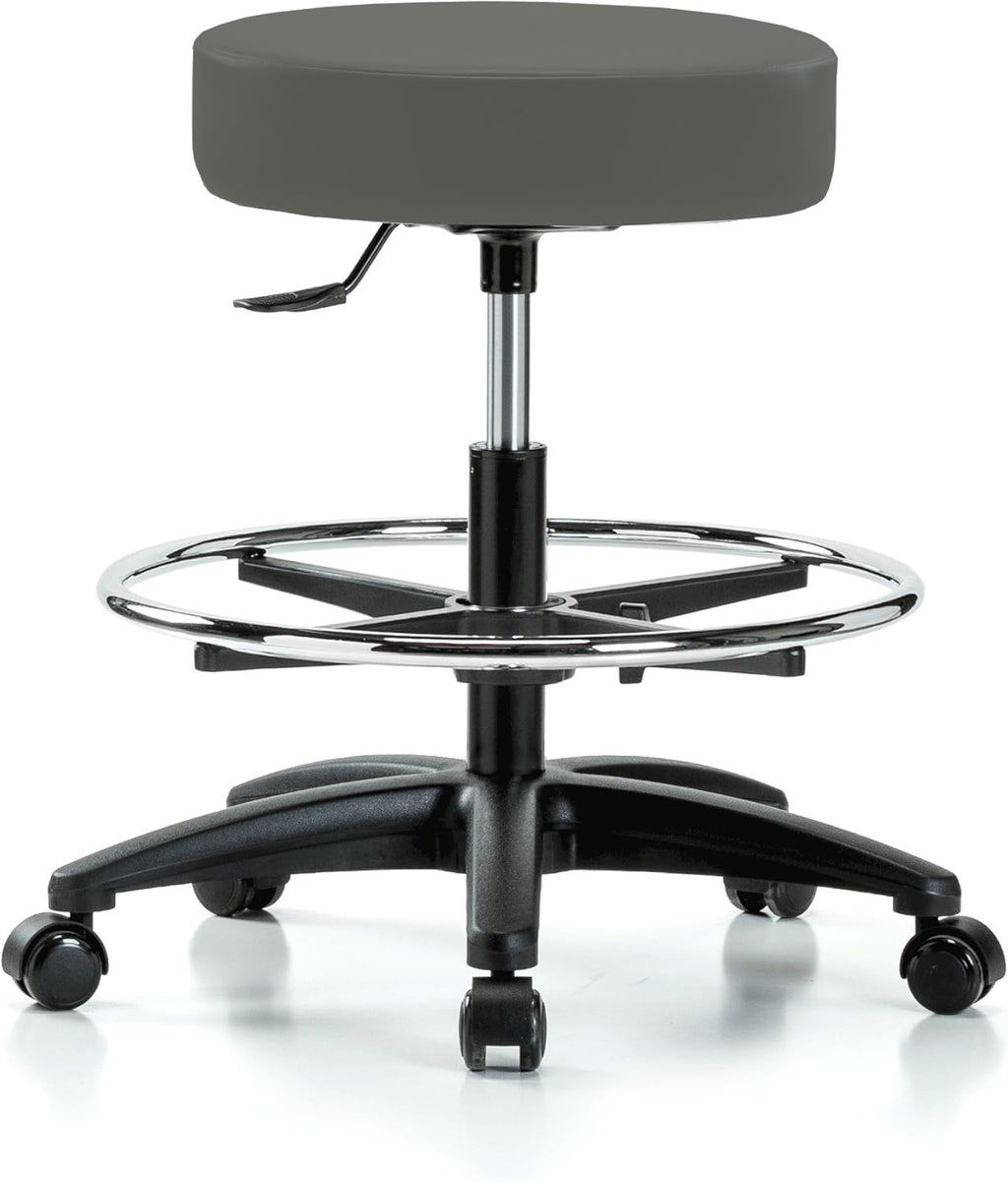 Rolling Swivel Stool with Foot Ring, Counter Height, Cinder Fabric Y6930