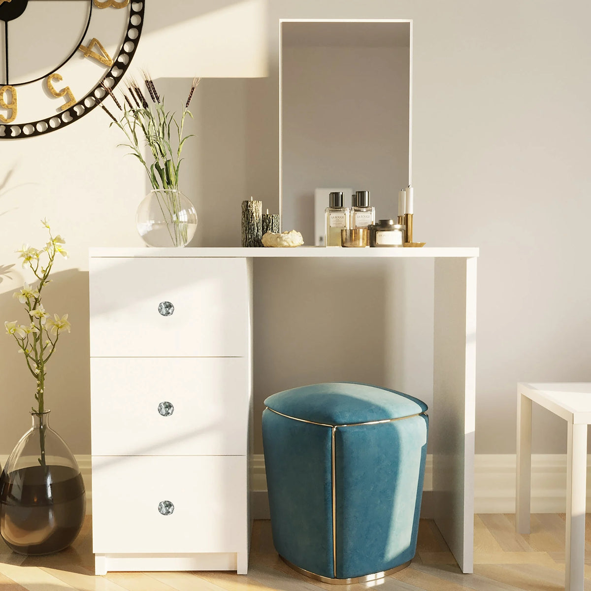 White Makeup Vanity Desk with Mirror X2282