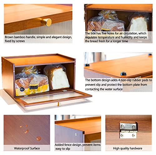Large Farmhouse Bamboo Bread Box with Window F2464