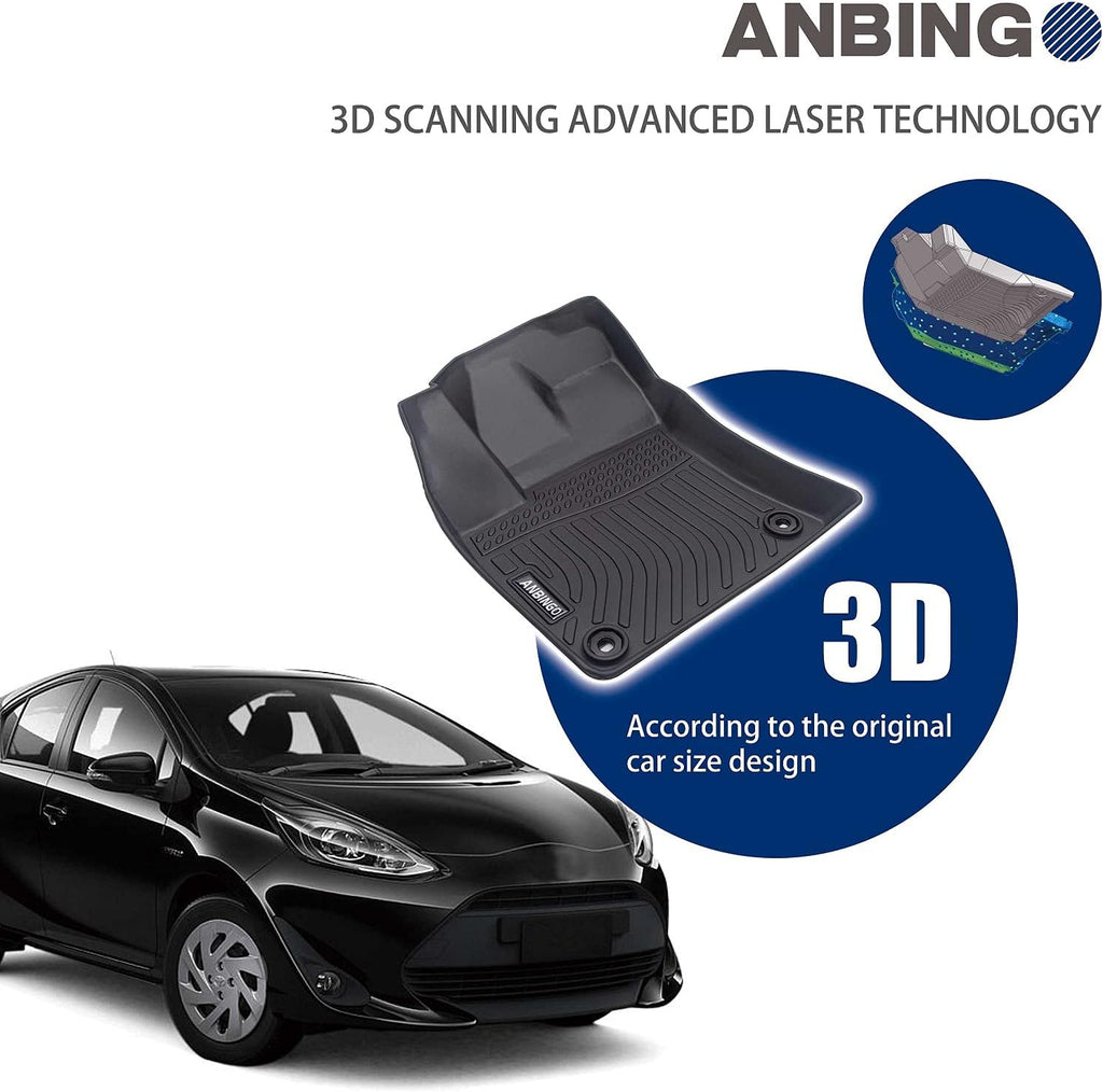 Odorless All Weather Car Floor Mats Full Set Front & Rear Row D7744