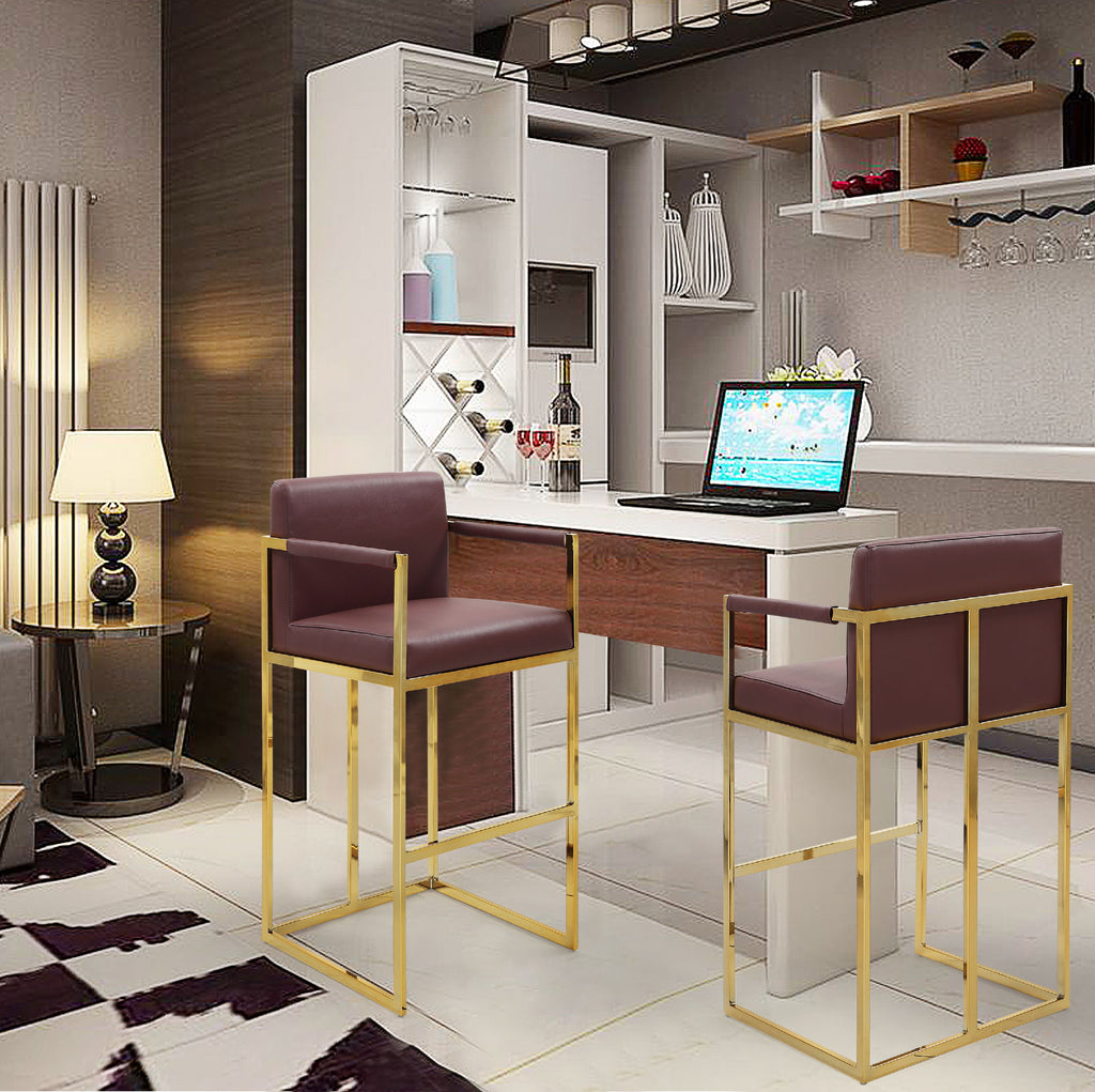PU Leather Upholstered Square Arm Bar Stool I4463
