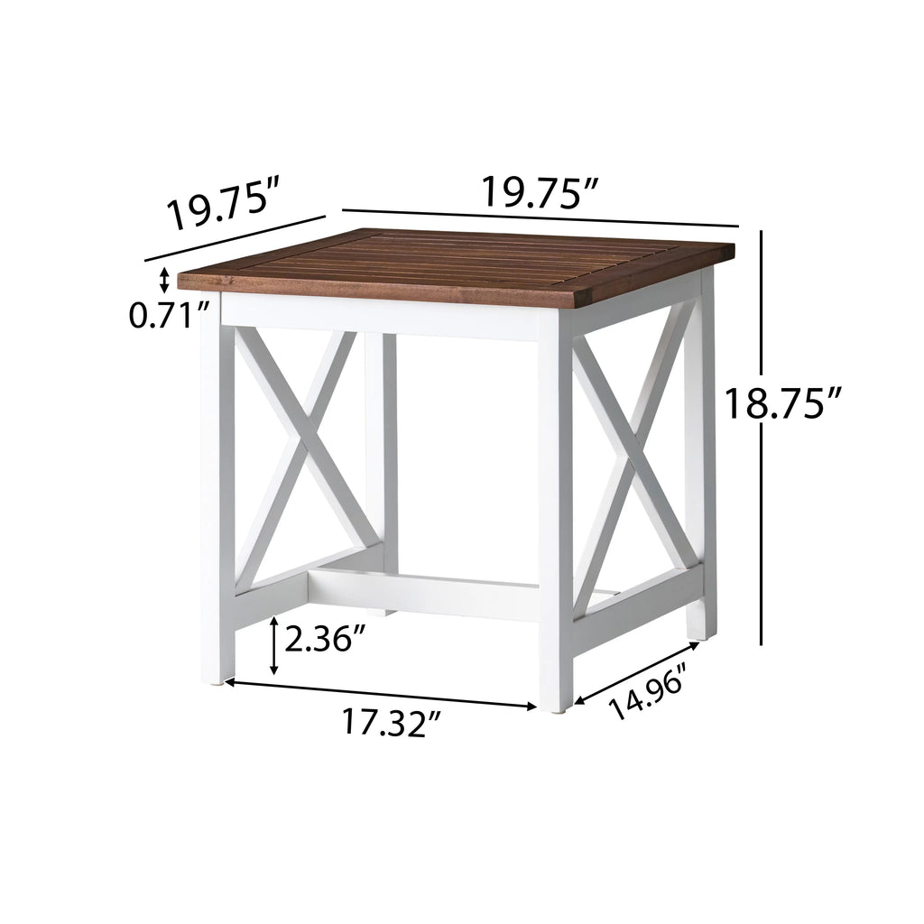 White Dark Oak Acacia Wood End Table X377