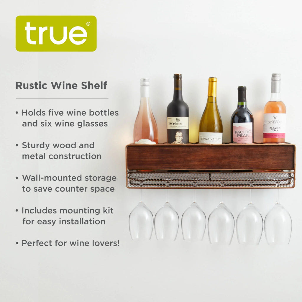 Wall Mounted Wine Shelf & Stemware Rack O2424
