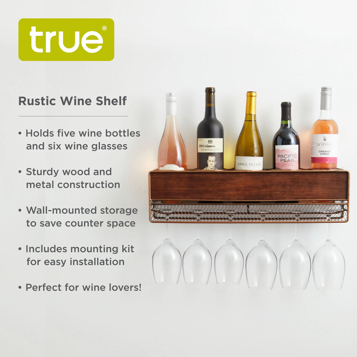 Wall Mounted Wine Shelf & Stemware Rack O2424