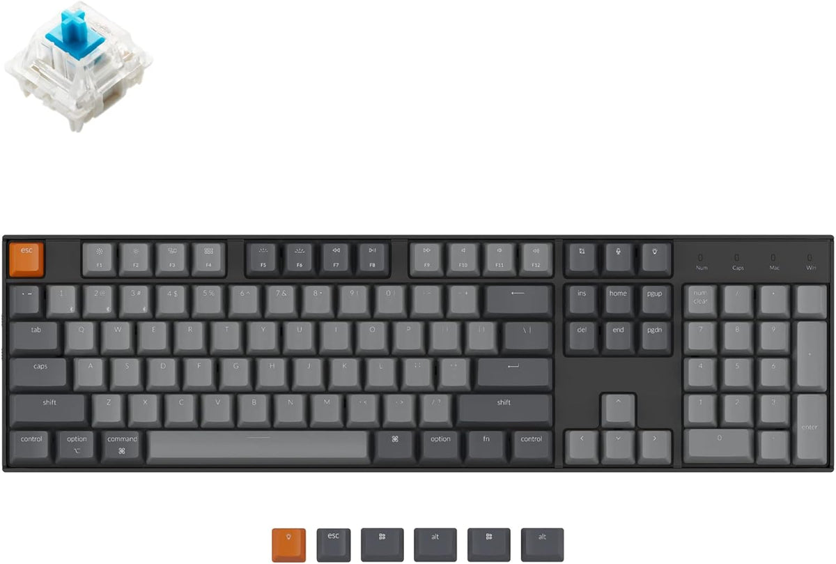 White LED Backlit Hot-Swappable Mechanical Keyboard C8376