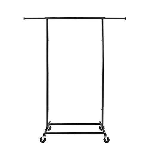 Black Rolling Clothing Garment Rack with Lockable Wheels H51512