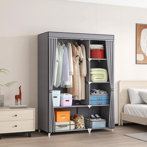 Black 43 x 17.7 x 66 Inches Portable Closet with 1 Hanging Rod and 6 Shelves M7810