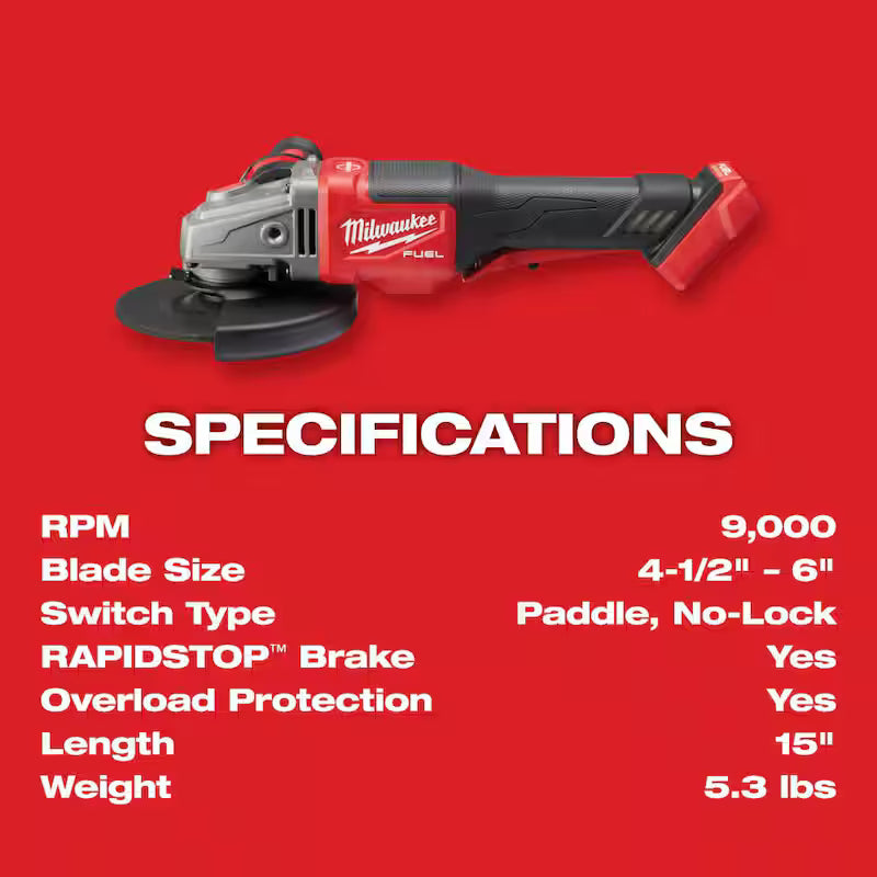 18V Brushless Cordless 4-1/2 in./6 in. Grinder and Hammer Drill T869