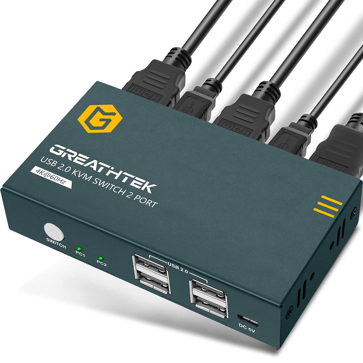KVM Switch HDMI Dual Monitor 2 Port, UHD 4K@60Hz, with Cables R92862