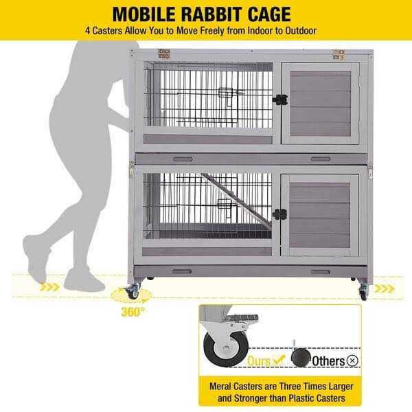 Wooden Rabbit Hutch with Folding Design E338