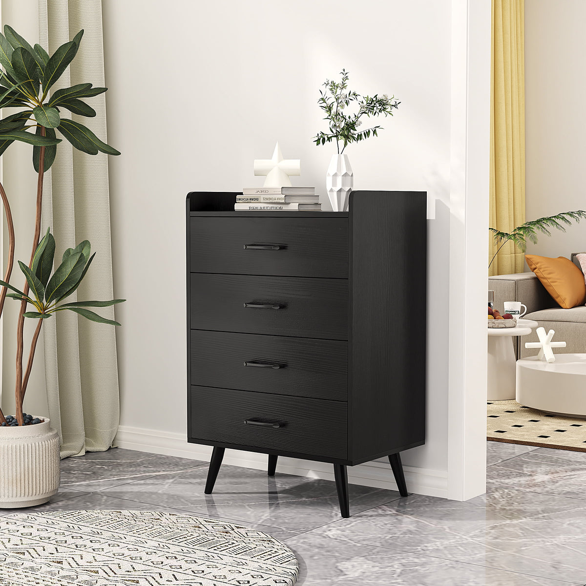 White 4 Drawer Wood Dresser H7712