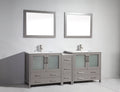 84 in. Single Sink Vanity Cabinet with Ceramic Sink & Mirror Grey O34180