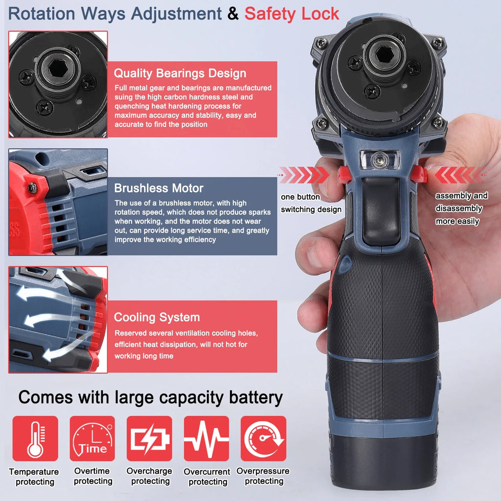 16.8V Brushless Motor Electric Screwdriver 45Nm Torque K39396
