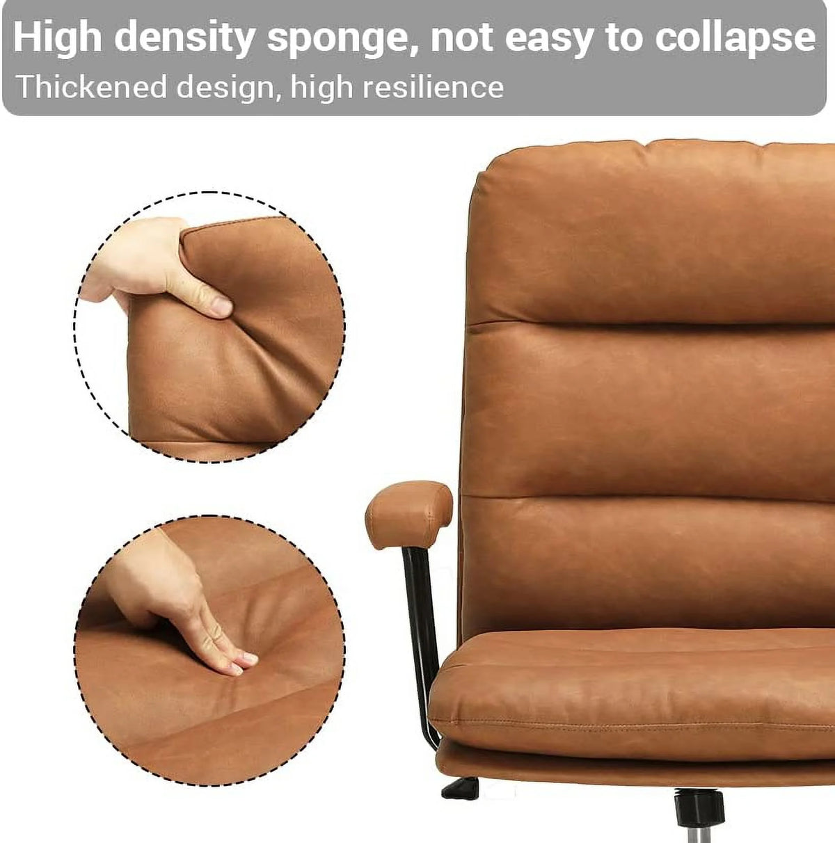 Leather Office Chair Brown with Arms Adjustable Back 400lbs X3962