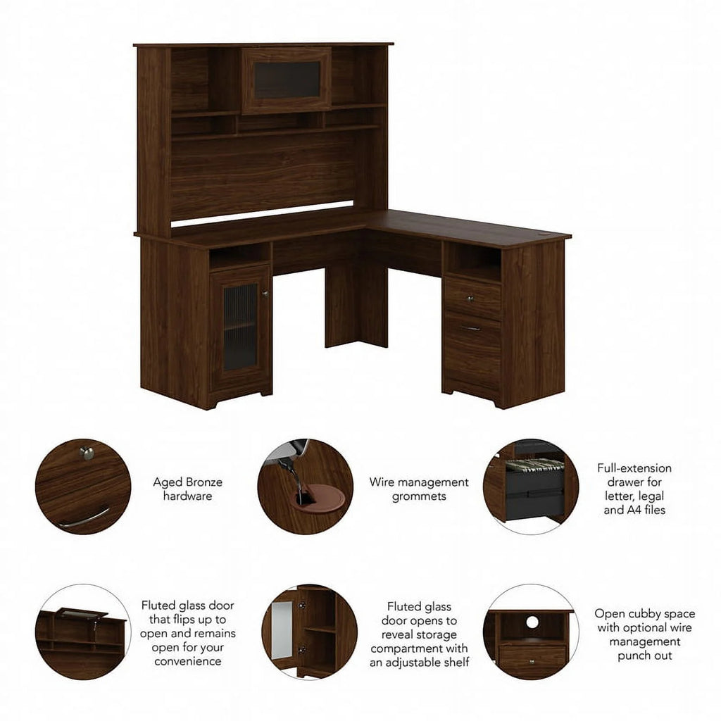 L Shaped Computer Desk with Hutch Z3446
