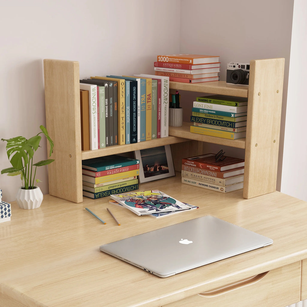 Adjustable Rubber Wood Desktop Shelf N893