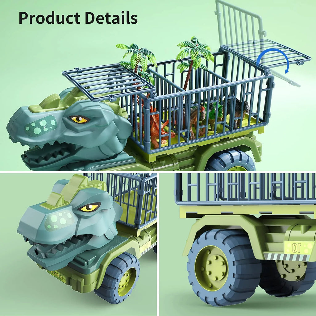 Dinosaur Transport Car Carrier Truck with 15 Dinosaurs P79374