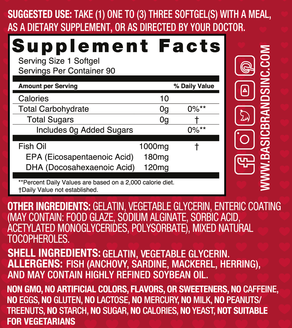 Omega-3 Fish Oil 1000 mg 90 Count Pack of 2 V46958