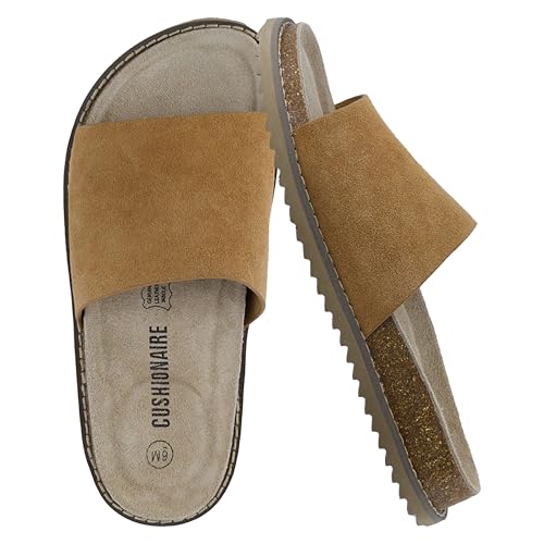 Suede Slip-On Slide Sandal with Cork Footbed Q983