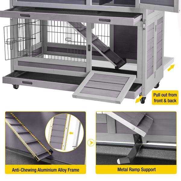 Wooden Rabbit Hutch with Folding Design E338