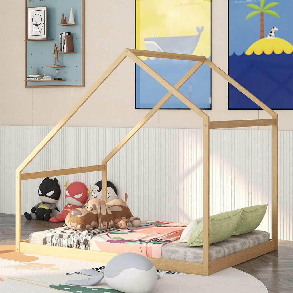 Full Size Wooden House Bed with Trundle H58100