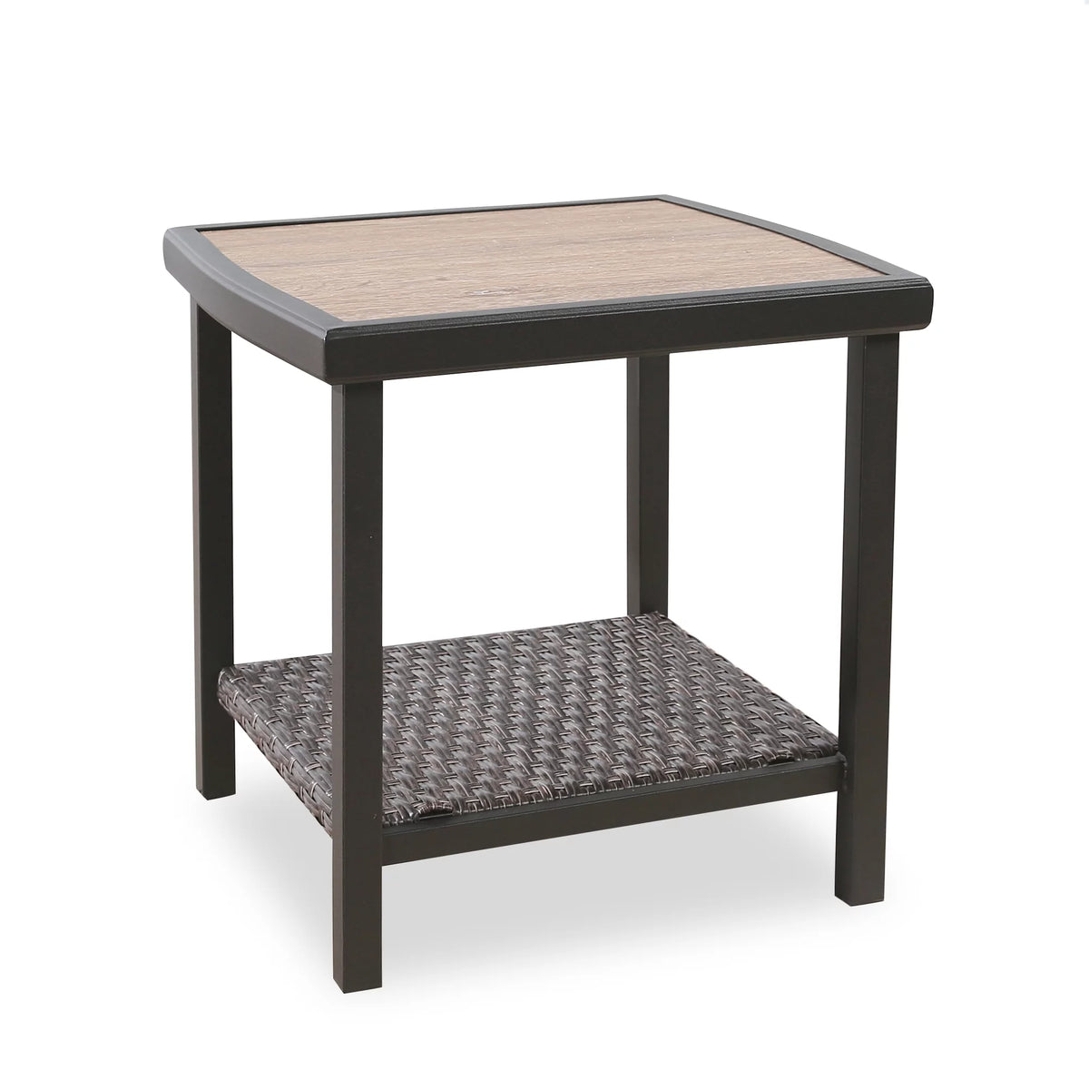 Square Metal Side Table with Wooden-like Top G6552
