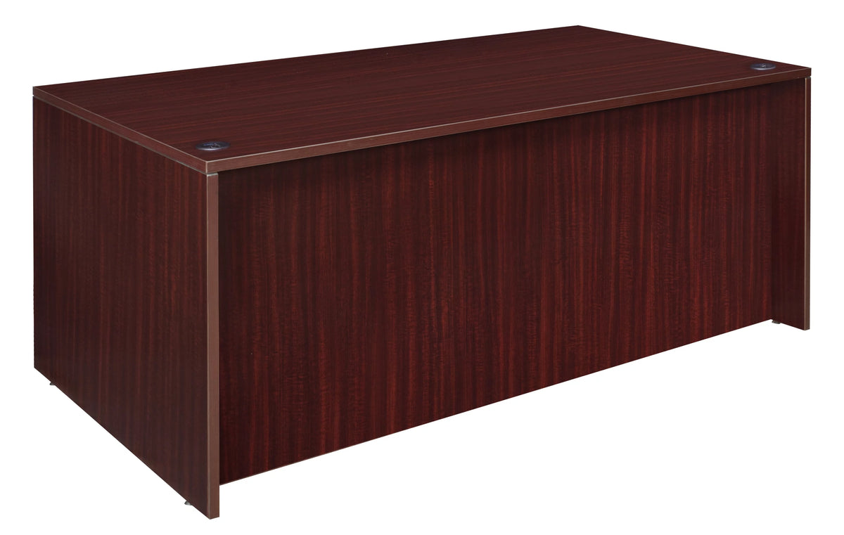 71 in.Hi-Low L Desk with Single Mobile Pedestal- Mahogany K807