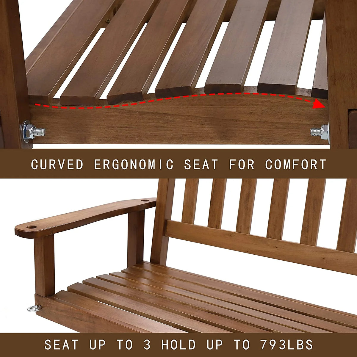 Wooden Porch Swing 5FT with Chains Q482383
