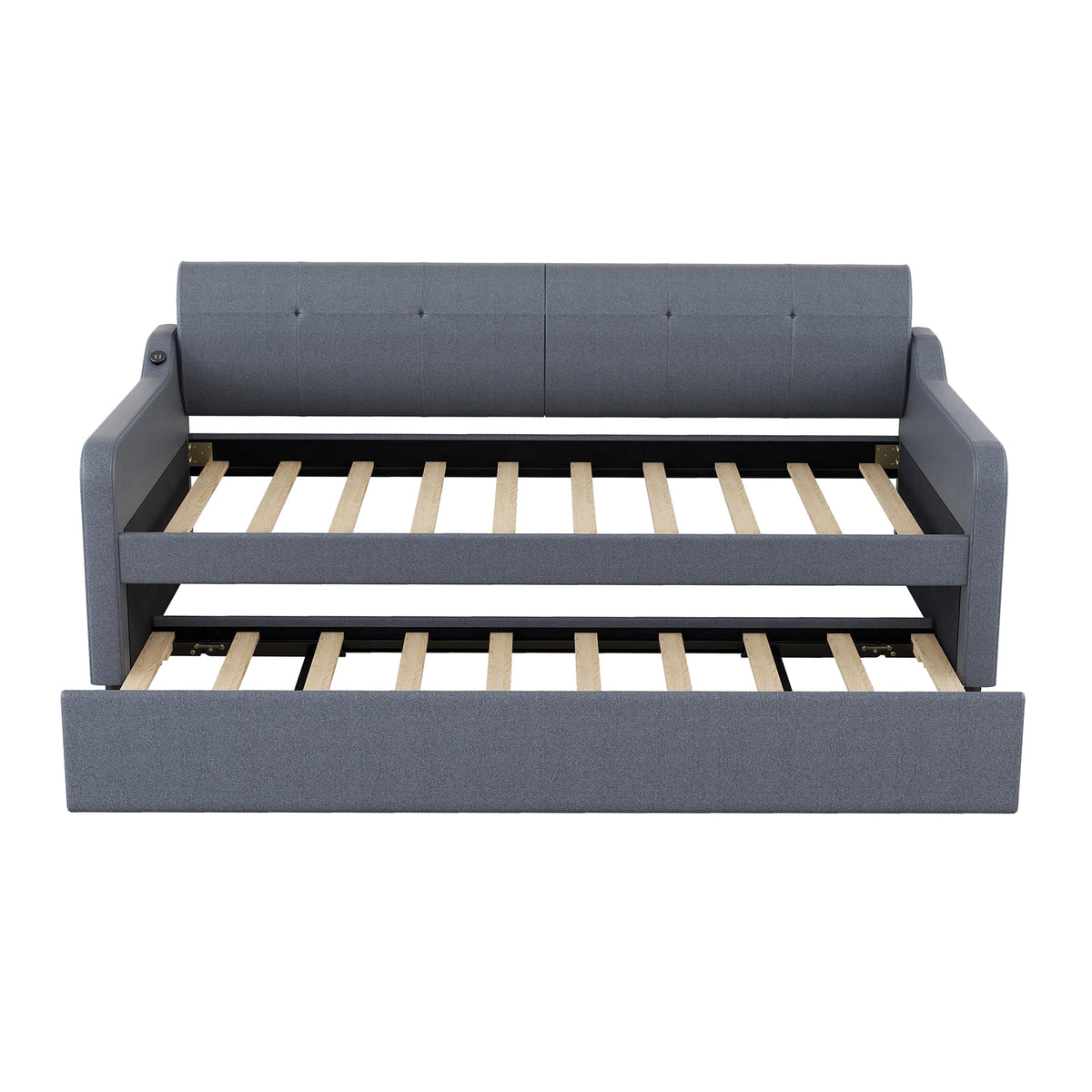Gray Twin Size Upholstery DayBed with Trundle U323047