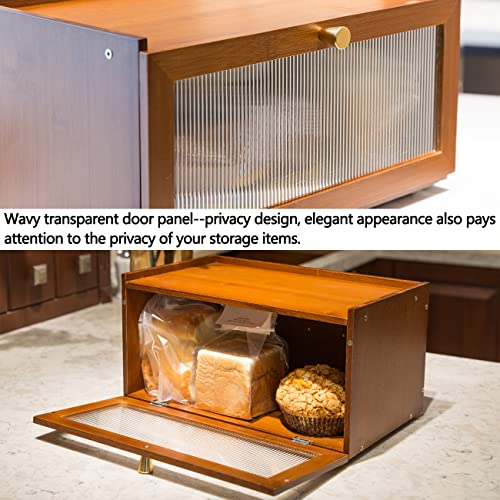 Large Farmhouse Bamboo Bread Box with Window F2464