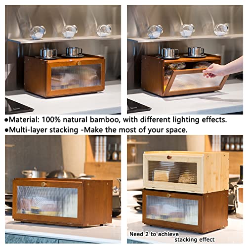 Large Farmhouse Bamboo Bread Box with Window F2464